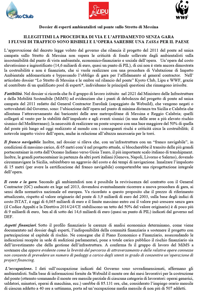 Lo Stretto di Messina e le ombre sul rilancio del ponte