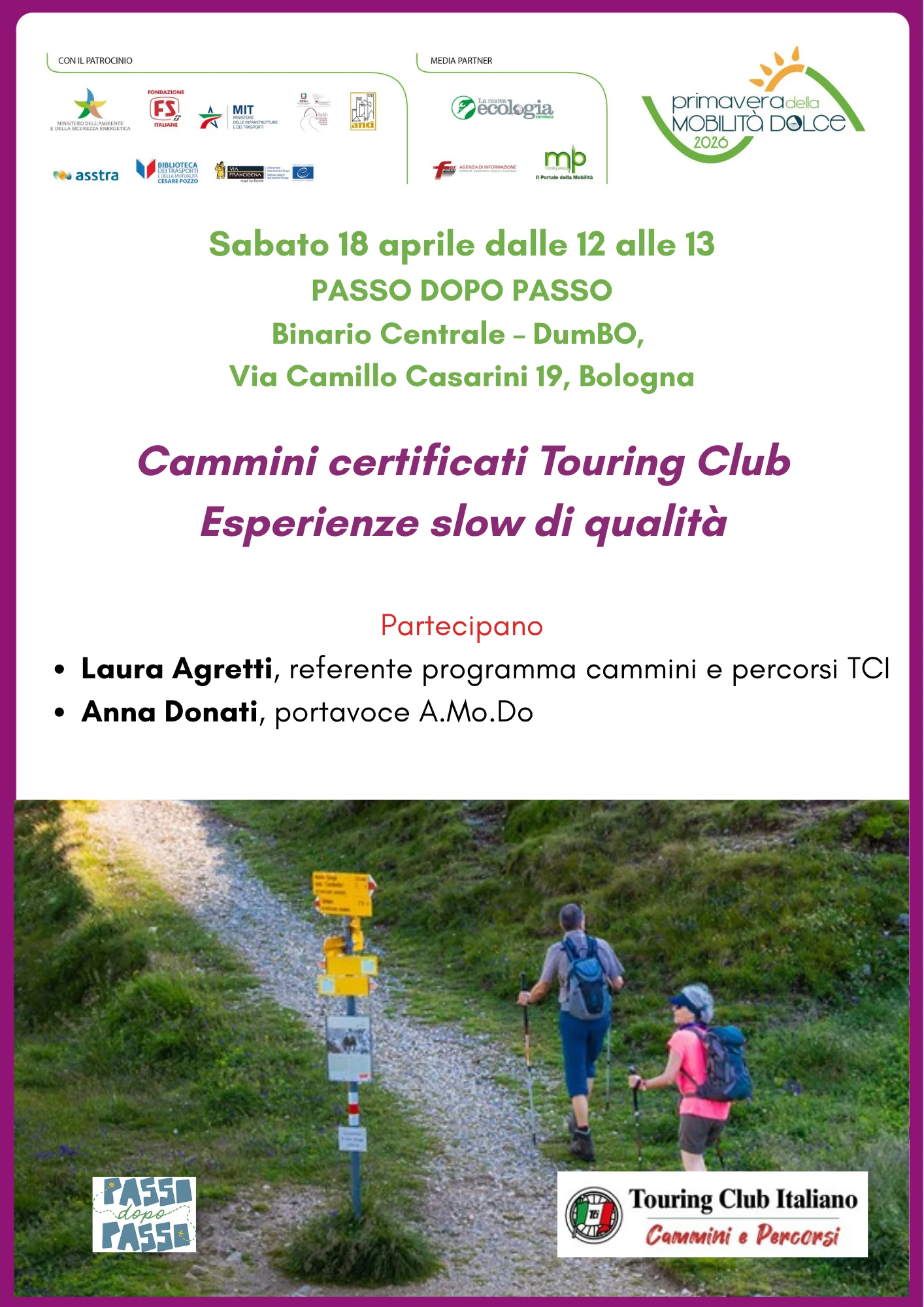 Cammini certificati Touring Club. Esperienze slow di qualità e l'Atlante AMODO per l'integrazione modale